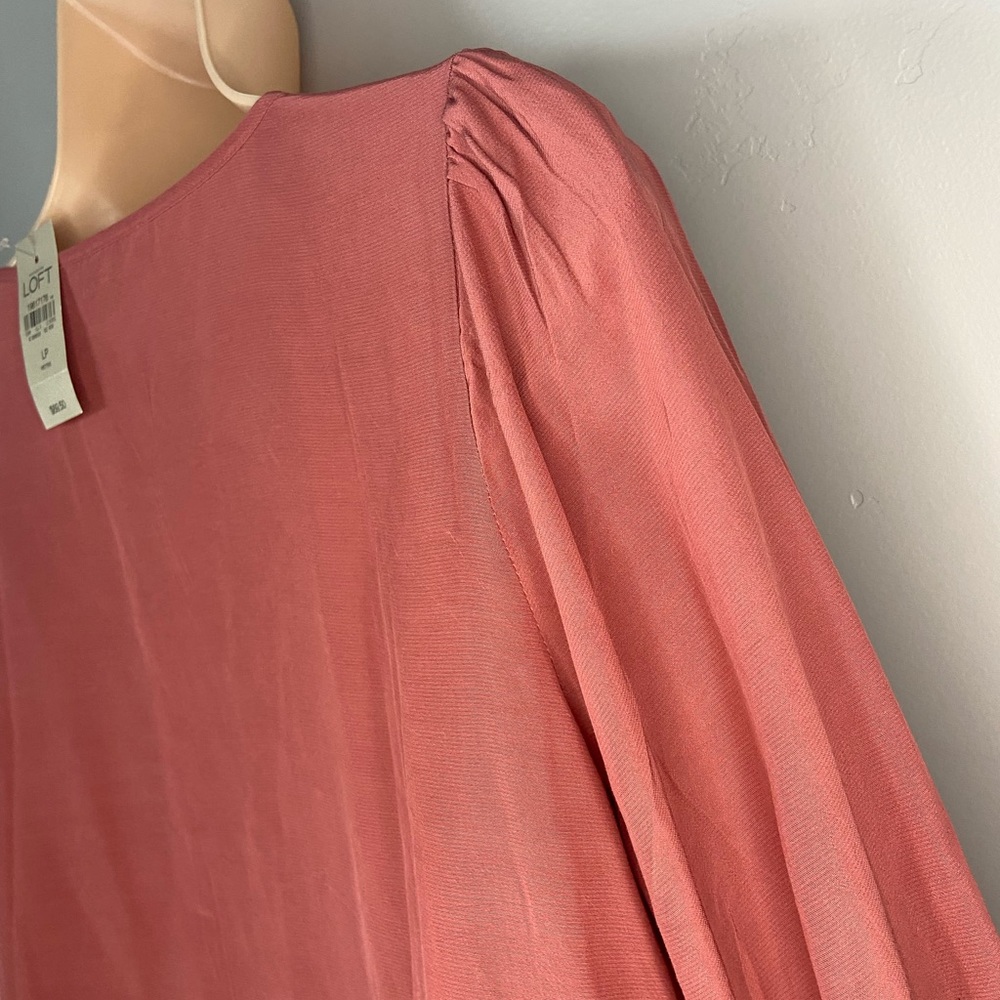 NWT LOFT $69.50 Mauve Button Down Round Neck Long Sleeve Too SZ L Petite - Picture 8 of 9